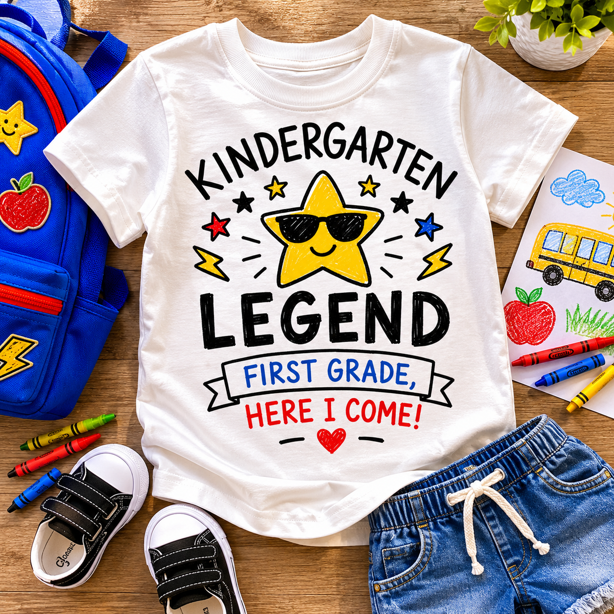 Kindergarten legend - Moving up graphic tee shirts