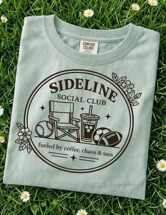 Sideline Social Club Tee – Sports Mom Shirt – Game Day Shirt – Soccer Baseball Football Mom Tee