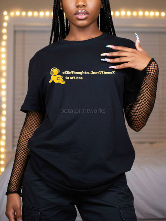 No Thoughts Just Vibes Shirt | AIM Aesthetic Tee | Millennial Nostalgia Shirt | Y2K Internet Humor | Alt Mom Graphic Tee