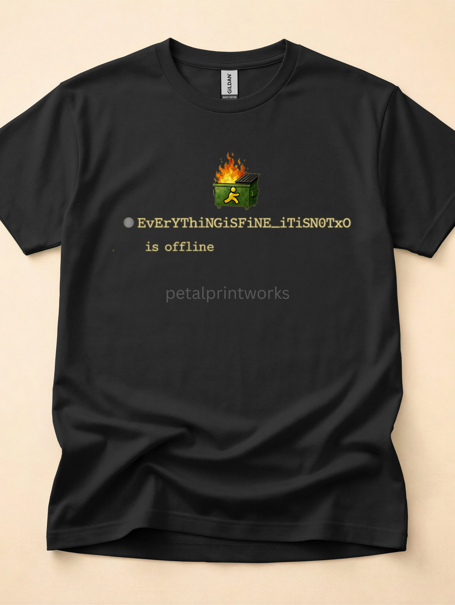 Everything Is Fine Shirt | AIM Away Message Tee | Dumpster Fire Shirt | Millennial Nostalgia | Y2K Internet Humor | Alt Mom Graphic Tee