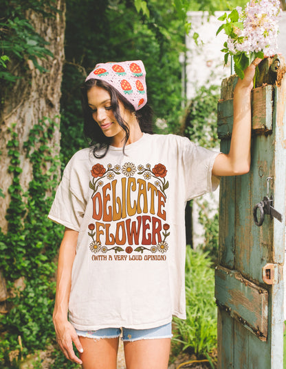 Delicate Flower Graphic Tee – Retro Floral Shirt – Funny sarcasam T-Shirt