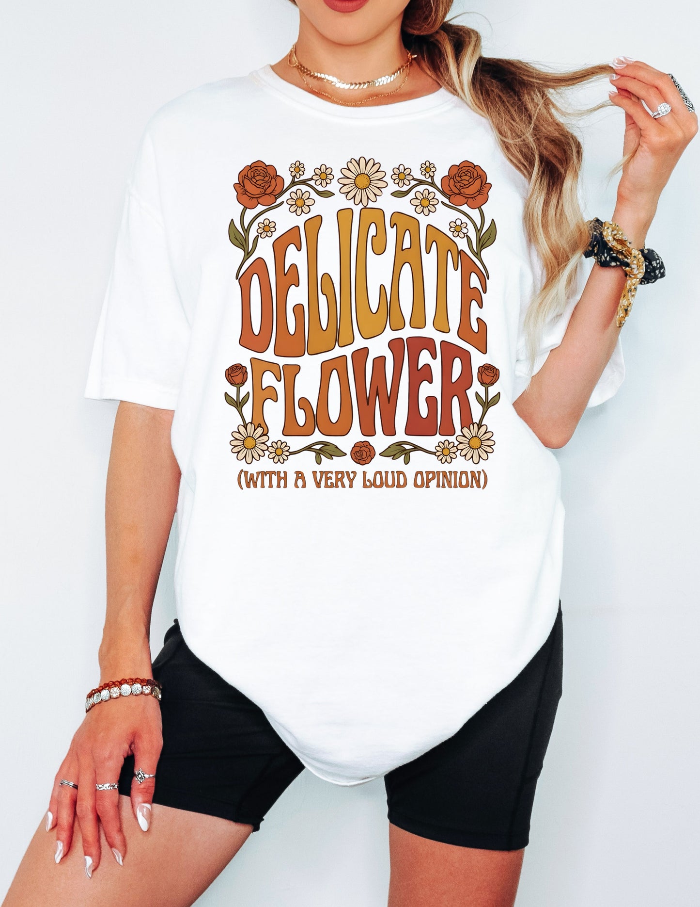 Delicate Flower Graphic Tee – Retro Floral Shirt – Funny sarcasam T-Shirt