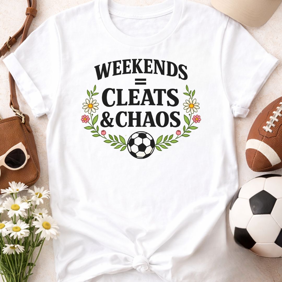Cleats & Chaos Tee – Funny Sports Mom Shirt – Game Day Shirt – Soccer Baseball Football Mom Tee